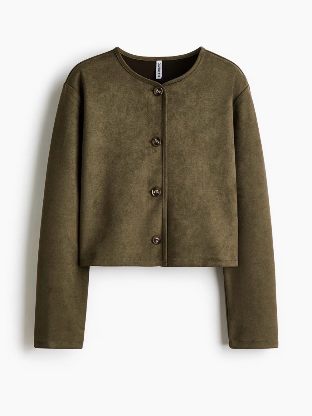 Dark Green Vegan Suede Button Front Jacket